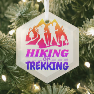 Hiking or Trekking Glass Tree Decoration