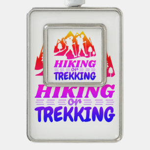 Hiking or Trekking Silver Plated Framed Ornament