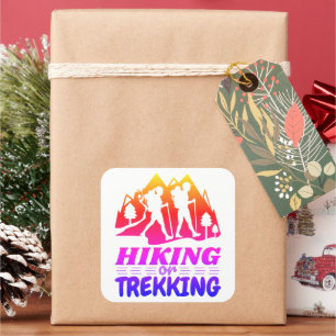 Hiking or Trekking Square Sticker