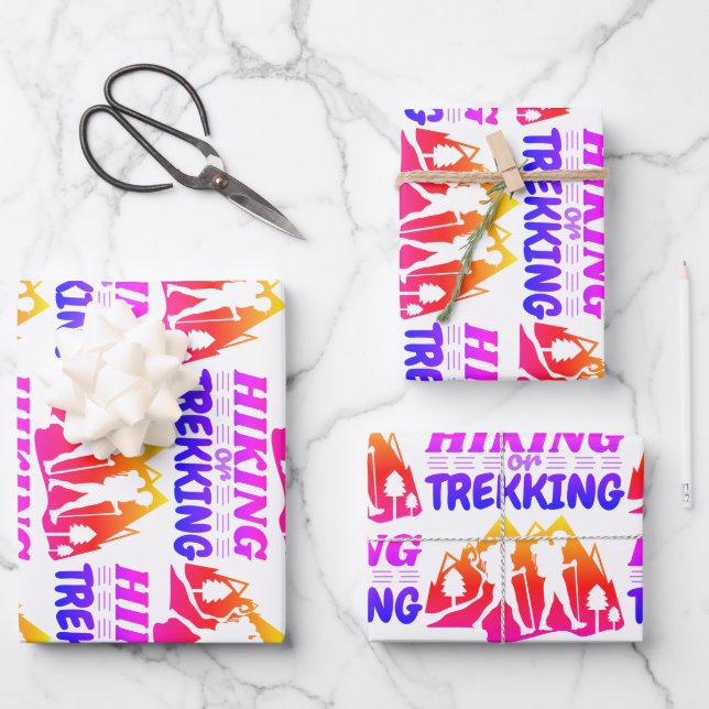 Hiking or Trekking Wrapping Paper Sheet (Front)