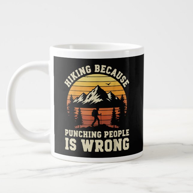 Hiking Outdoor Funny Hiker Large Coffee Mug (Left)
