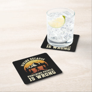 Hiking Outdoor Funny Hiker Square Paper Coaster