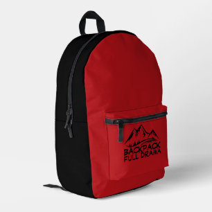 Hiking red Backpack with Funny Trail Quote 