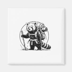 Hiking Red Panda Backpacking Animals Funny Cottage Magnet