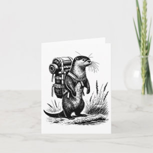 Hiking River Otter Backpacking Animals Funny Cotta Card