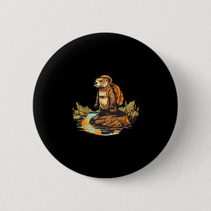 Hiking river otter backpacking outdoor animal 6 cm round badge
