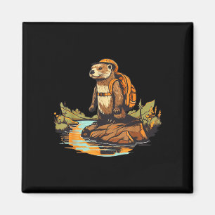 Hiking river otter backpacking outdoor animal magnet