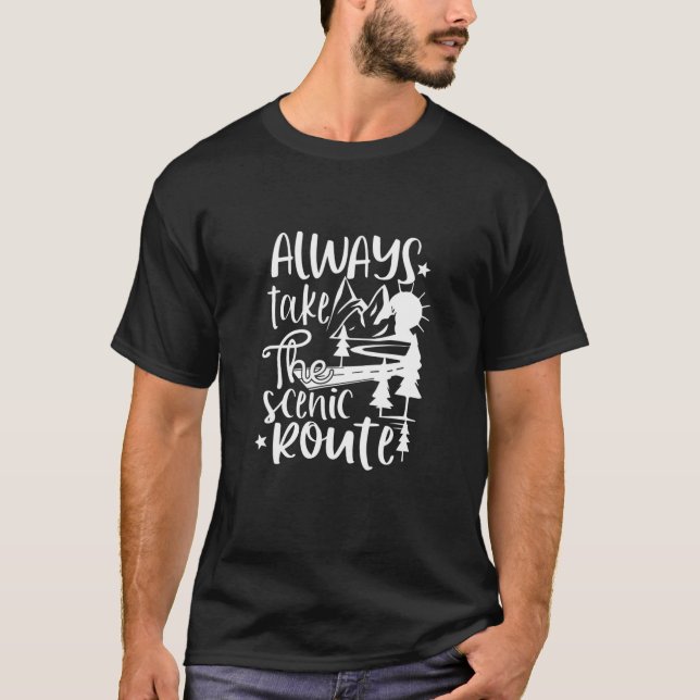 Hiking Rugged Edges Mountain Sunset T-Shirt (Front)