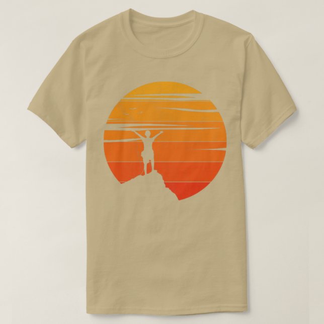Hiking Sunset Retro Style T-Shirt (Design Front)