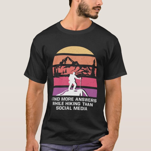Hiking than Social Media Introvert Hiker Antisocia T-Shirt (Front)