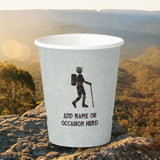 Hiking Theme with rambler and own custom text on Paper Cups (Creator Uploaded)