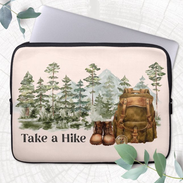 Hiking to Mountain Outdoor Laptop Sleeve (Close up on wood)