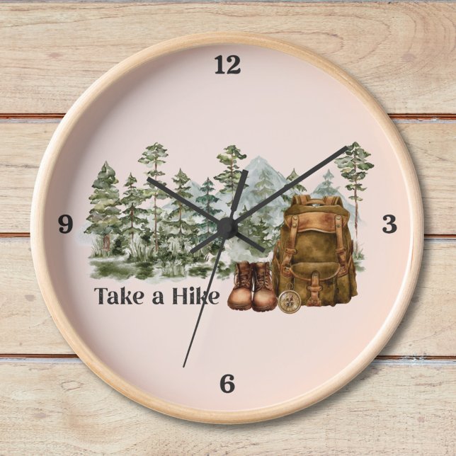 Hiking to Mountain Outdoor Nature Clock (In situ wood wall)