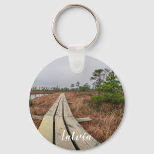 Hiking trail in swamp key ring