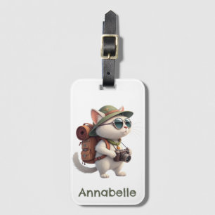 Hiking Travel Cat Personalise Luggage Tag