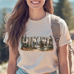 Hiking Typography with Mountains Trees & River Tri-Blend Shirt