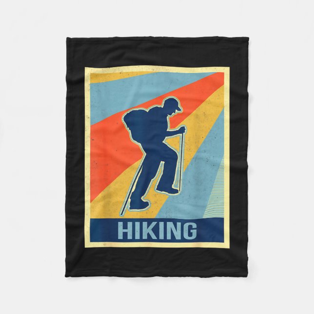 Hiking vintage retro style  fleece blanket (Front)