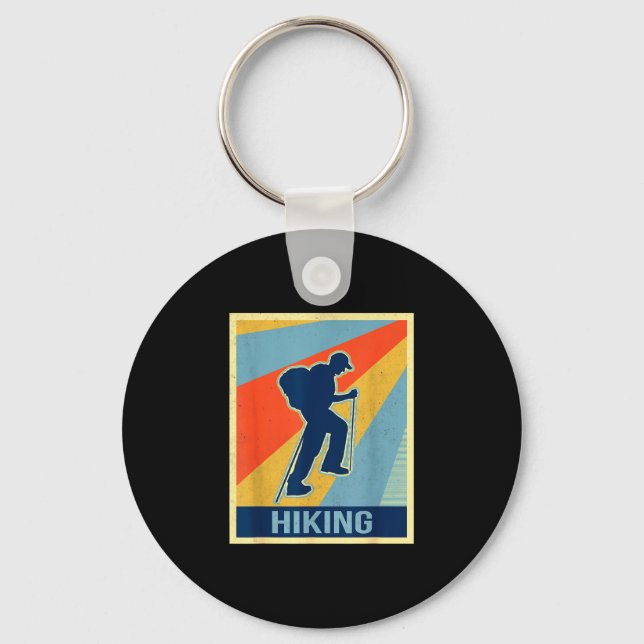 Hiking vintage retro style  key ring (Front)