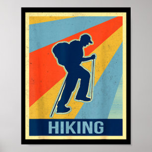 Hiking vintage retro style poster