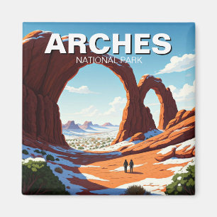 Hiking Winter at Moab Utah Arches National Park Magnet