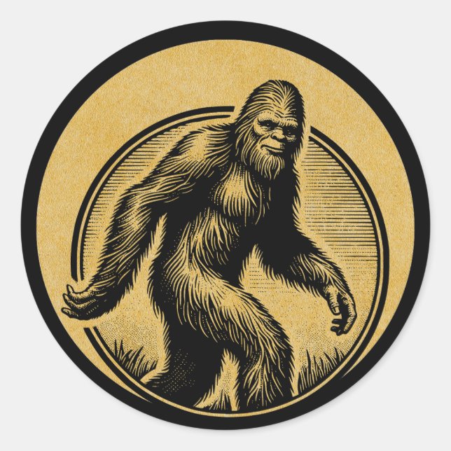Hiking with Bigfoot Classic Round Sticker (Front)