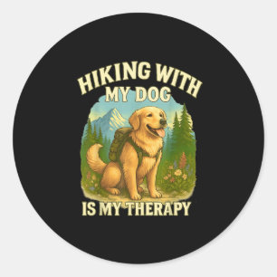 Hiking With My Dog Funny Golden Retriever Dog Mum Classic Round Sticker