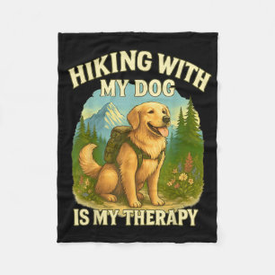 Hiking With My Dog Funny Golden Retriever Dog Mum Fleece Blanket