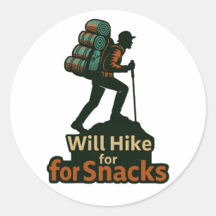 Hiking with Snacks – Fun DateOutdoor Design Classic Round Sticker