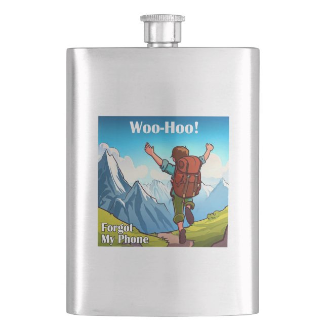 Hiking Woo-Hoo Forgot My Phone Hip Flask (Front)