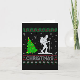 Hiking Xmas Tree Lighting Ugly Christmas Sweater Card