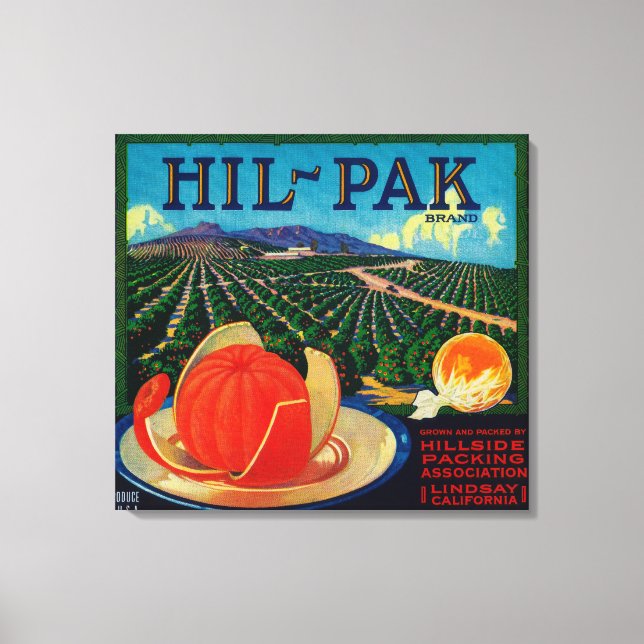 Hil Pak Orange LabelLindsay, CA Canvas Print (Front)
