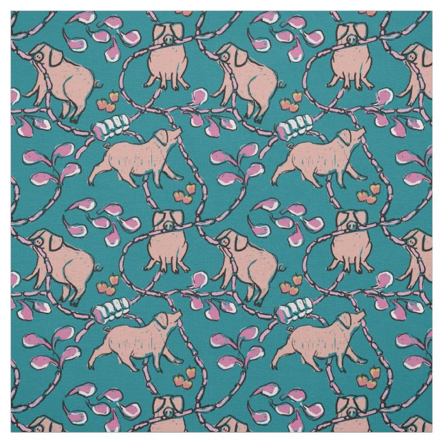 Hilarious 2 Pig Year Birthdady Choose Colour F Fabric (Swatch)