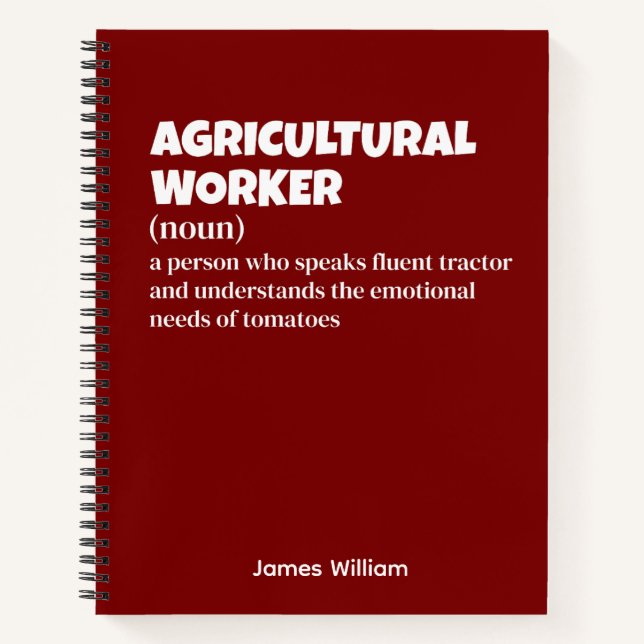 Hilarious Agricultural Worker Definition Notebook (Front)