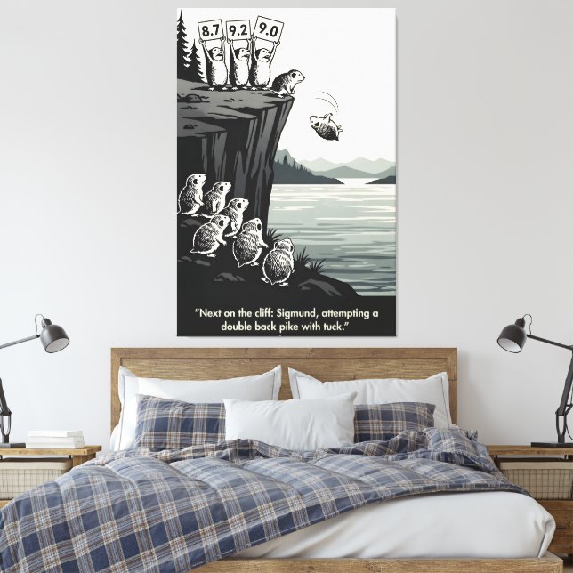 Hilarious Banksy Style Stencil  Canvas Print (Insitu(Bedroom))