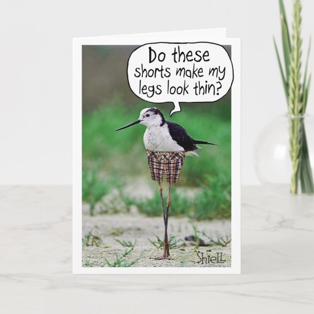 HILARIOUS BIRTHDAY CARD - BIRD SHORTS (Front)