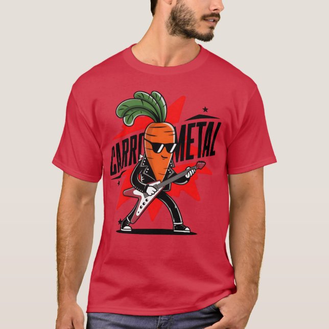 Hilarious Carrot Metal Rock On withhis Metalhe fri T-Shirt (Front)