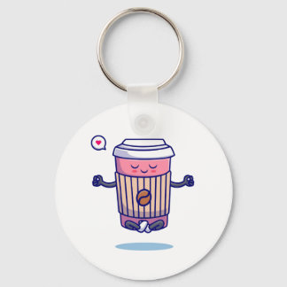 Hilarious Cartoon Coffee Character Key Ring