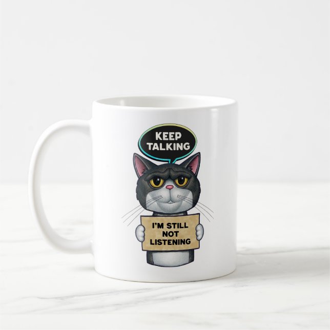 Hilarious Cute Tuxedo Kitty Cat Coffee Mug (Left)