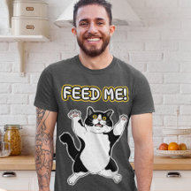 Hilarious "Feed Me!" Cat / Graphic Art 
