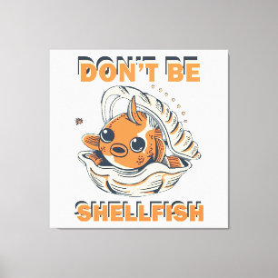 Hilarious Fish in a Shell Art Canvas Print
