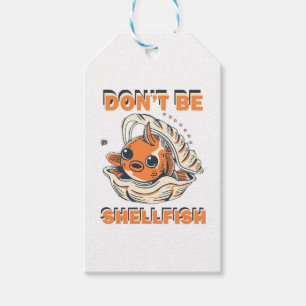 Hilarious Fish in a Shell Art Gift Tags