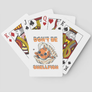 Hilarious Fish in a Shell Art Playing Cards