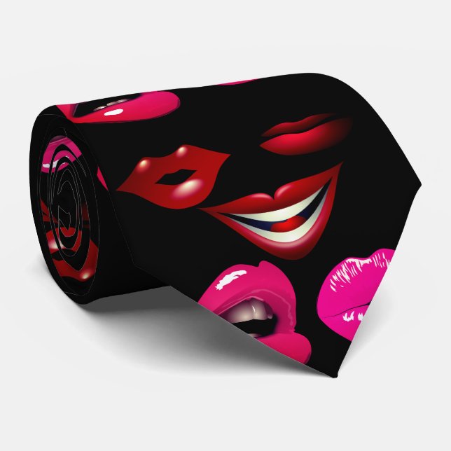 Hilarious Funky Sensual Lips Gigolo Playboy Tie (Rolled)