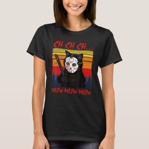 Hilarious Halloween Cat Horror Bloody Knife Chchch T-Shirt
