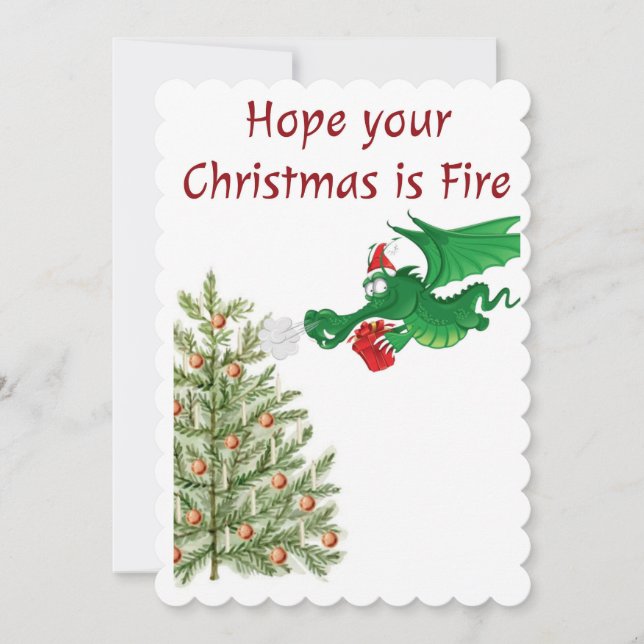Hilarious Holiday Greeting featuring a cute dragon (Front)