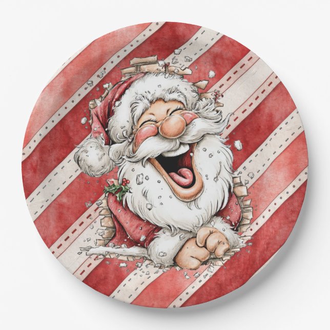 Hilarious Laughing Santa Claus Paper Plate (Front)