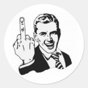 hilarious middle finger classic round sticker