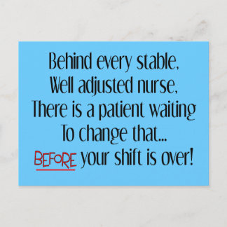 Hilarious Nurse Gifts "Behind Every Stable Nurse" Postcard