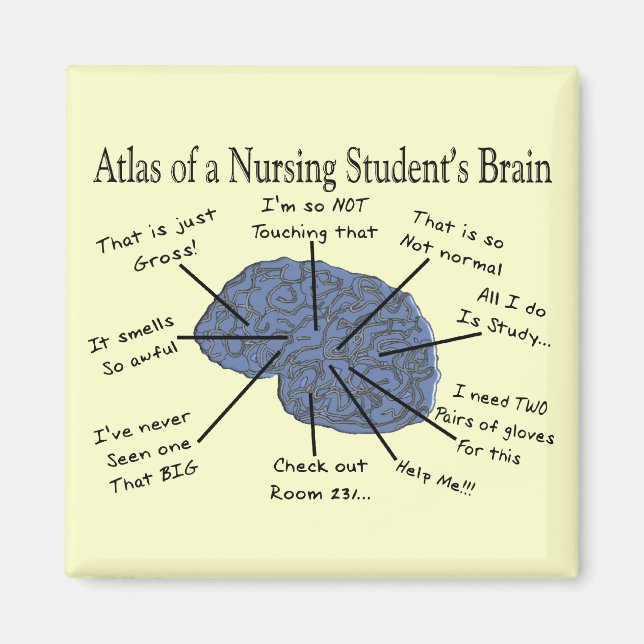 Hilarious Nursing Student "Brain" Gifts Magnet (Front)