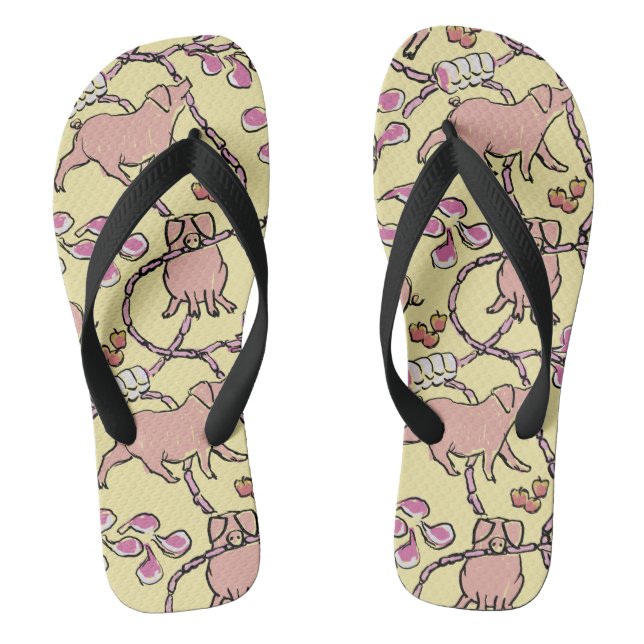 Hilarious pattern Chinese Pig Year Yellow Men FF Jandals (Footbed)